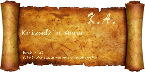 Krizsán Anna névjegykártya