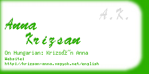 anna krizsan business card